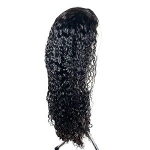 Natural Black Deep Curly Human Hair V Part 24 Inch Glueless Wig